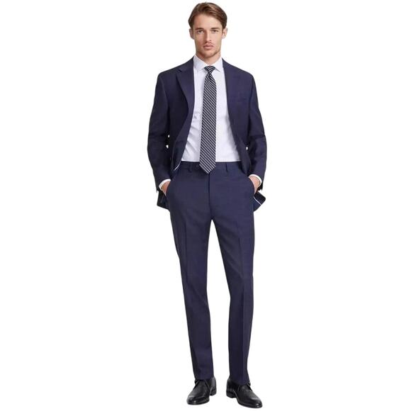 Calvin Klein Men's Navy Plaid Wool Blend Jace Slim-Fit Suit Pants Size 36x32 - Picture 3 of 5